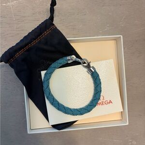 Omega Blue Braided Bracelet with Silver Clasp